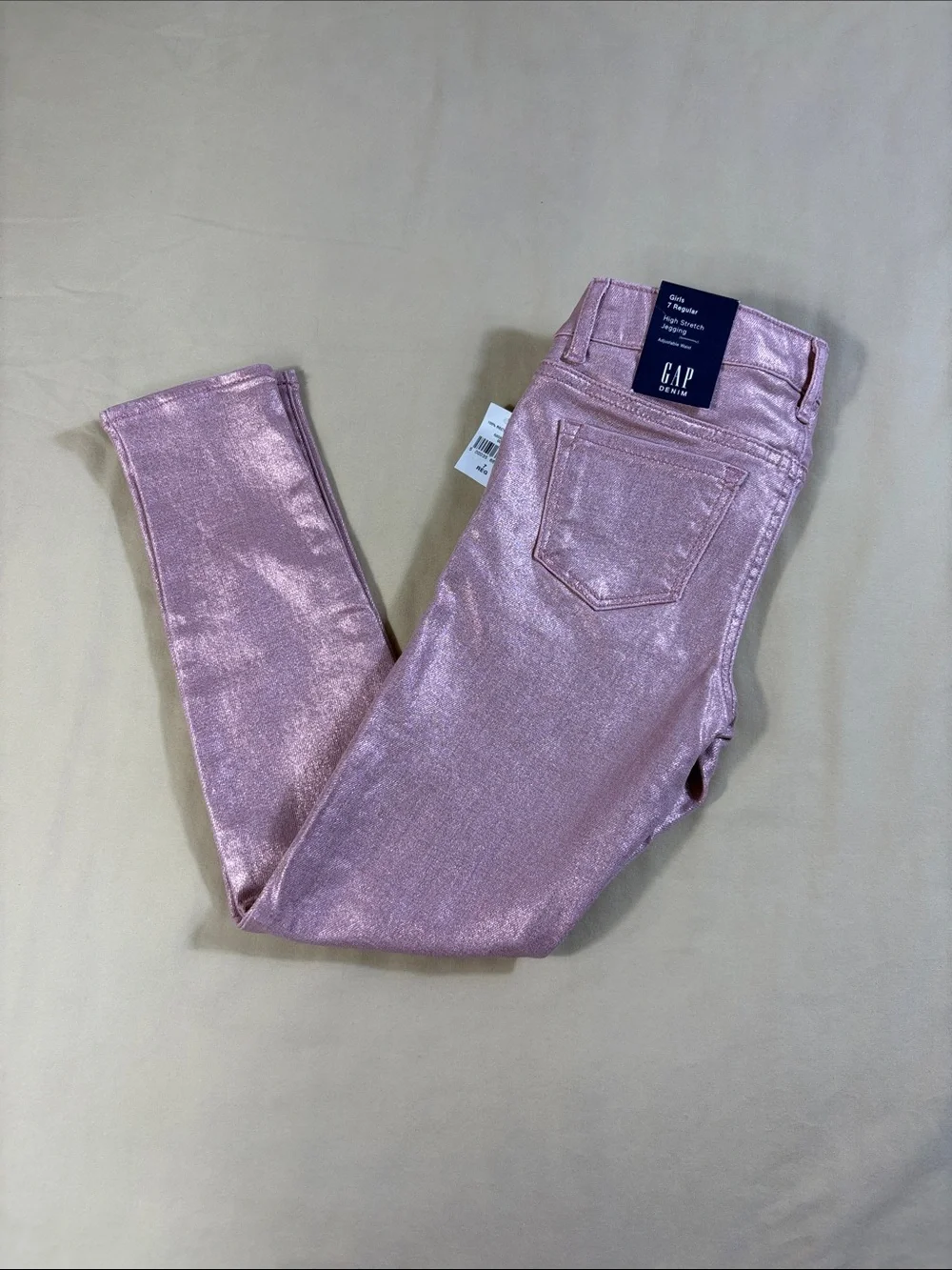 Gap Kids Girls Pink Metallic Coated High Stretch Jegging Size 7 Regular NWT
